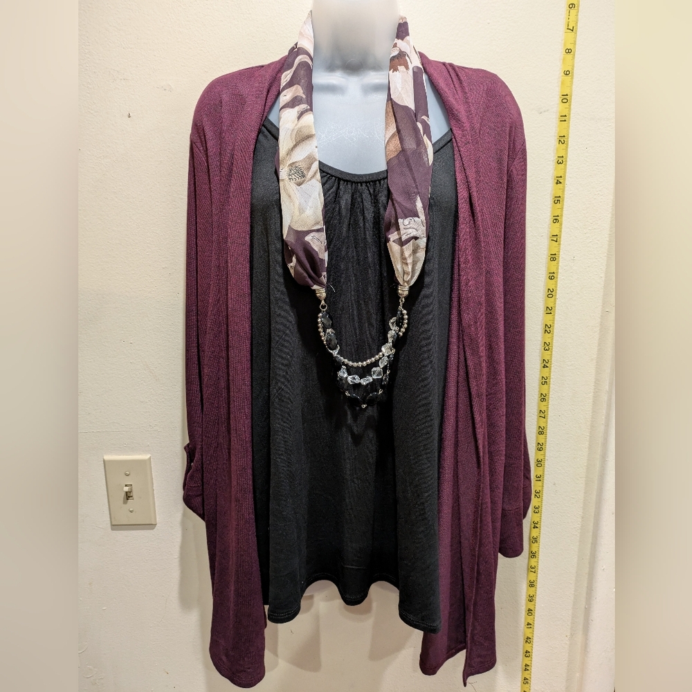 alwalys Indigo Chic Women's Burgundy Cardigan Sweater Size 2x